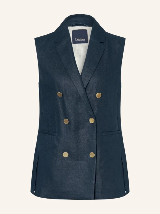 Zdjęcie produktu S Max Mara Kamizelka Blezerowa Bird Z Lnu blau GRANATOWY