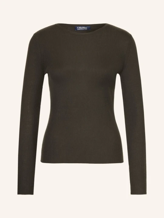 Zdjęcie produktu S Max Mara Koszulka Z Długim Rękawem Disegno gruen CIEMNOBRĄZOWY