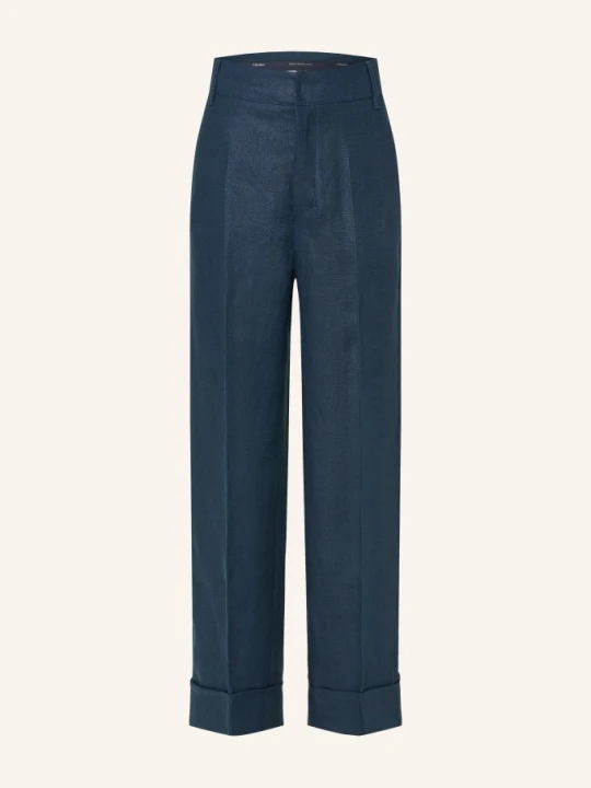 Zdjęcie produktu S Max Mara Spodnie Marlene Anselmo Z Lnu blau GRANATOWY