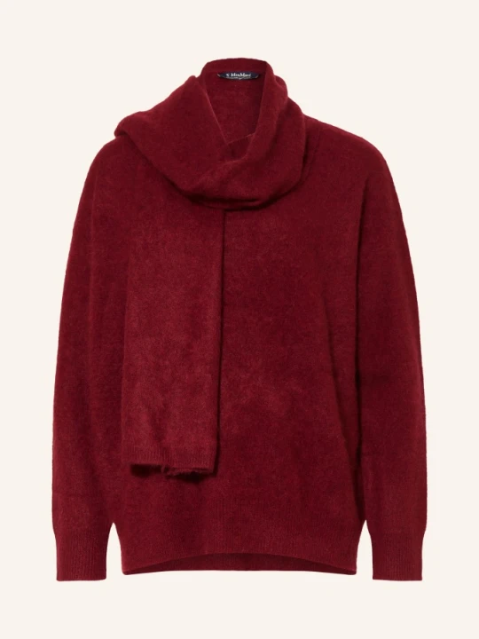 Zdjęcie produktu S Max Mara Sweter Aria Z Odpinanym Szalikiem rot CIEMNOCZERWONY