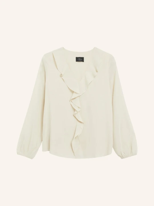 Zdjęcie produktu S.Oliver Black Label Bluzka Koszulowa Z Falbanami beige JASNOBRĄZOWY