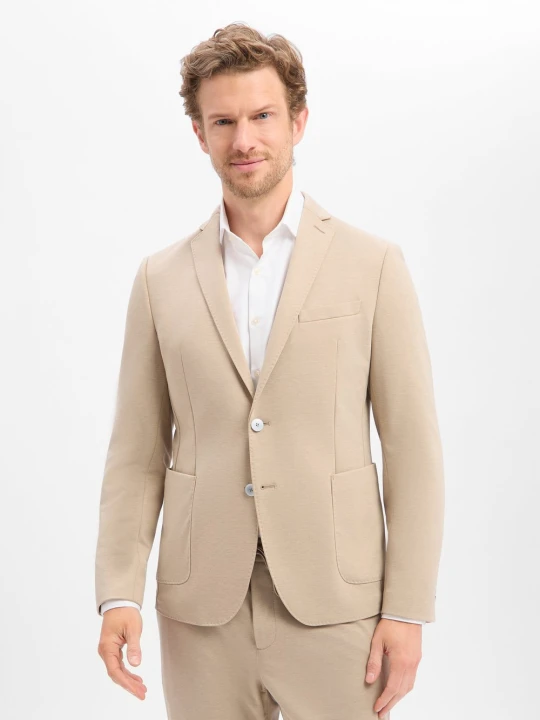 Zdjęcie produktu s.Oliver BLACK LABEL marynarka z dżerseju Mężczyźni Slim Fit Sztuczne włókno beżowy