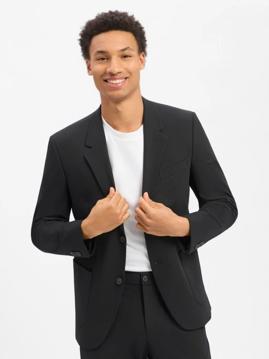 Zdjęcie produktu s.Oliver BLACK LABEL marynarka z zestawu modułowego Mężczyźni Comfort Fit Sztuczne włókno czarny