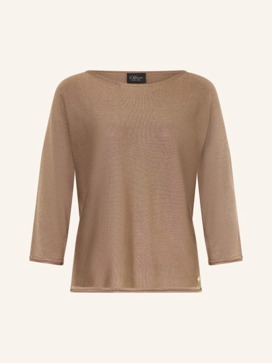 Zdjęcie produktu S.Oliver Black Label Sweter Z Błyszczącą Przędzą I Rękawami 3 / 4 braun BRĄZOWY