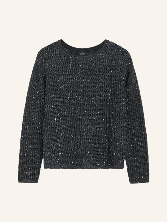 Zdjęcie produktu S.Oliver Black Label Sweter Z Cekinami grau CZIEMNOSZARY