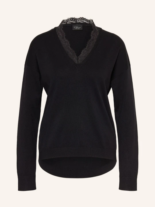 Zdjęcie produktu S.Oliver Black Label Sweter Z Koronką schwarz