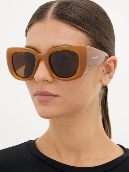 Zdjęcie produktu Saint Laurent okulary przeciwsłoneczne kocie oczy damskie HOWL brązowy