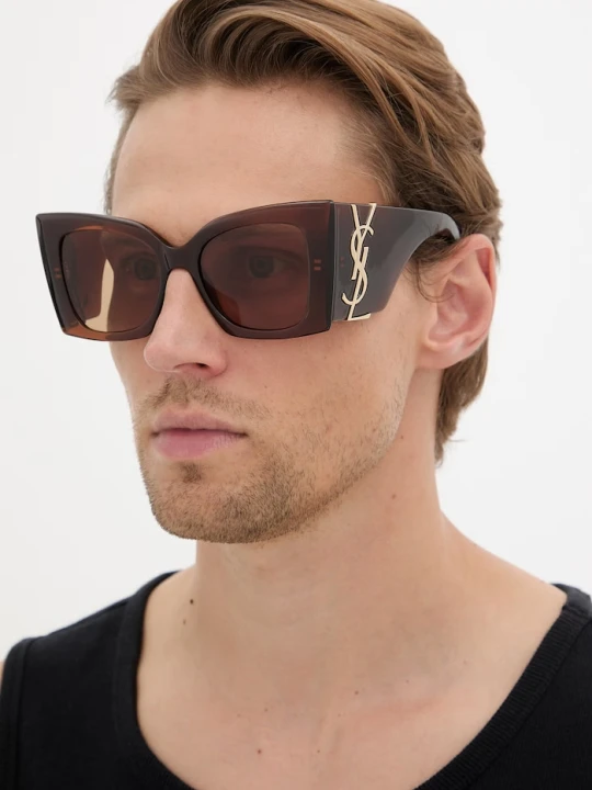 Zdjęcie produktu Saint Laurent okulary przeciwsłoneczne męskie brązowy