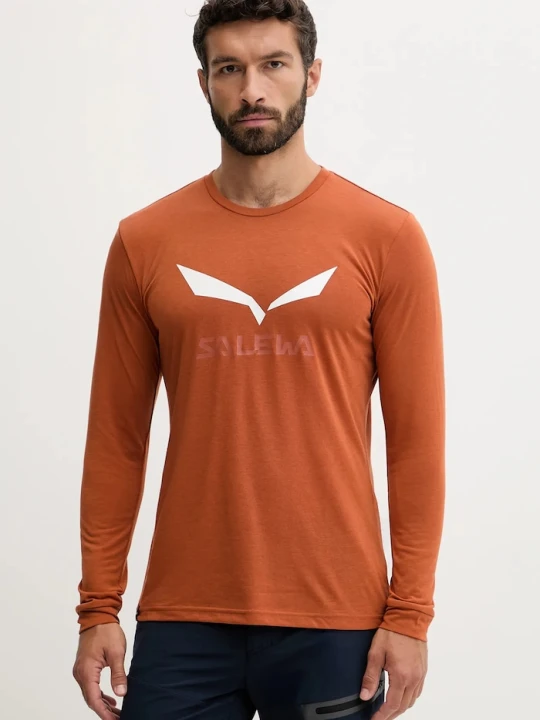 Zdjęcie produktu Salewa longsleeve treningowy męski Solidlogo Dry pomarańczowy