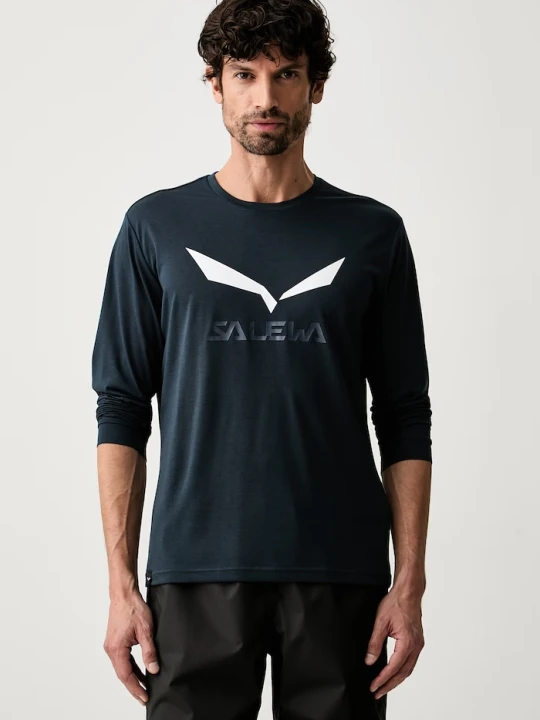 Zdjęcie produktu Salewa longsleeve treningowy męski Solidlogo Dry granatowy