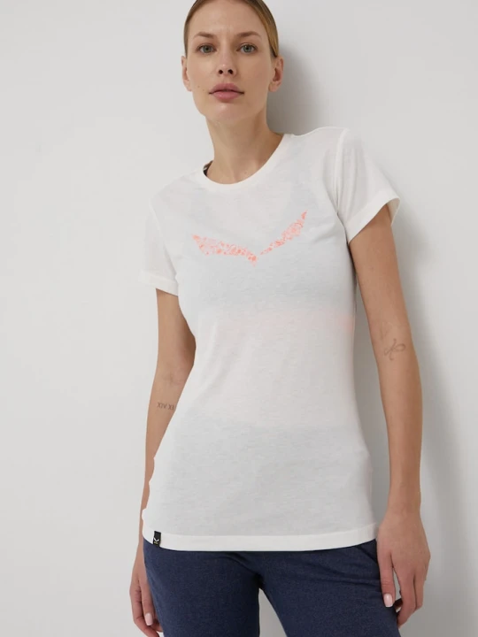 Zdjęcie produktu Salewa T-shirt trekkingowy damski Solid Dry beżowy