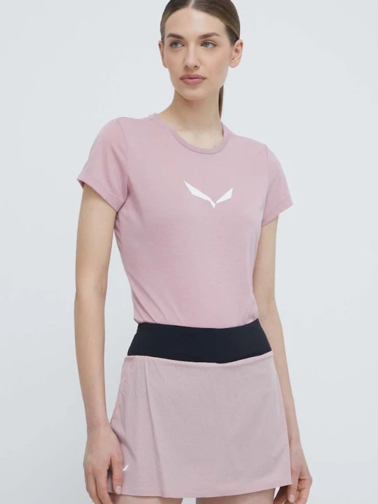 Zdjęcie produktu Salewa T-shirt trekkingowy damski Solid Dry różowy