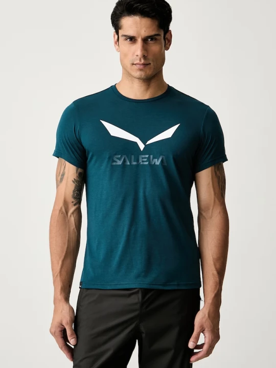 Zdjęcie produktu Salewa T-shirt trekkingowy męski Solidlogo Dry turkusowy