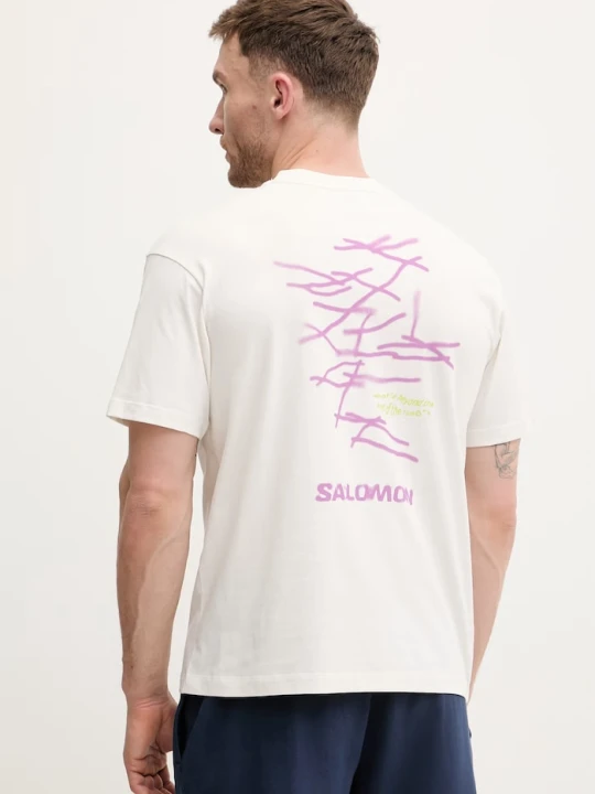 Zdjęcie produktu Salomon t-shirt bawełniany WILD RAYS beżowy