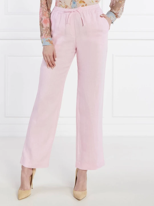 Zdjęcie produktu Samsøe Samsøe Lniane spodnie Hoys string | Straight fit pudrowy róż