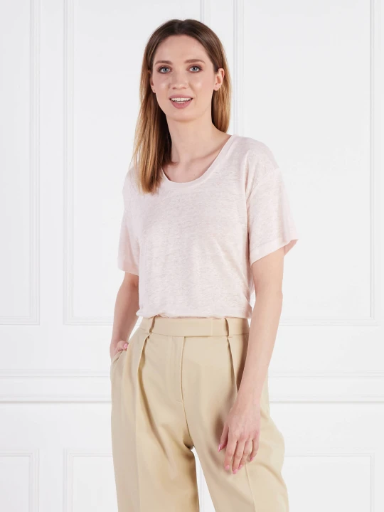 Zdjęcie produktu Samsøe Samsøe Lniany t-shirt | Regular Fit pudrowy róż