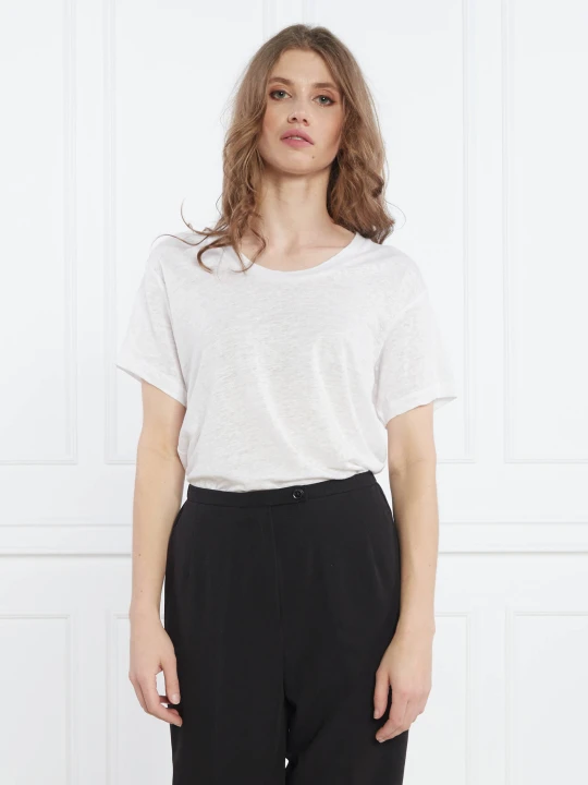 Zdjęcie produktu Samsøe Samsøe Lniany t-shirt | Regular Fit biały