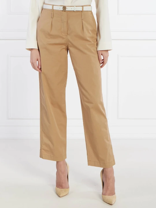 Zdjęcie produktu Samsøe Samsøe Spodnie Salix NP 15129 | Regular Fit | z dodatkiem lnu camel