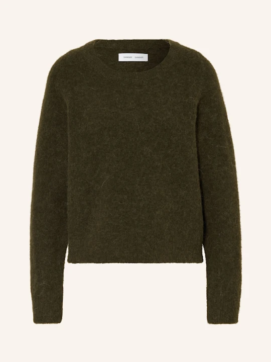 Zdjęcie produktu Samsøe Samsøe Sweter Nor O-N Short Z Dodatkiem Alpaki gruen CIEMNOZIELONY