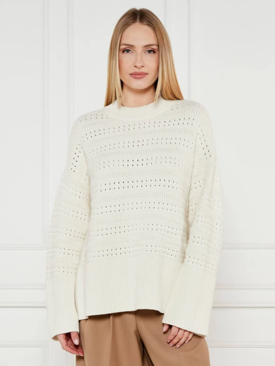 Zdjęcie produktu Samsøe Samsøe Sweter | Relaxed fit | z dodatkiem lnu kremowy