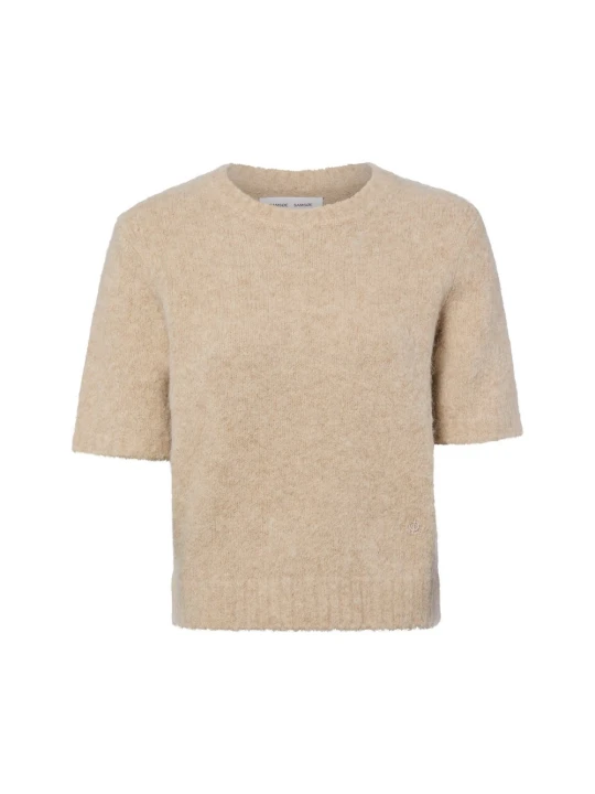 Zdjęcie produktu Samsøe Samsøe sweter z krótkim rękawem wykonany z wełny alpaki - Sajeanne Kobiety beżowy