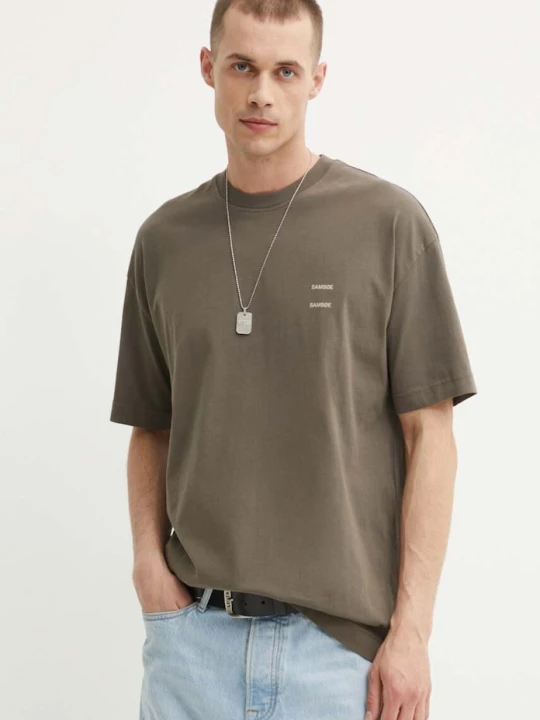 Zdjęcie produktu Samsoe Samsoe t-shirt bawełniany JOEL Samsøe Samsøe zielony