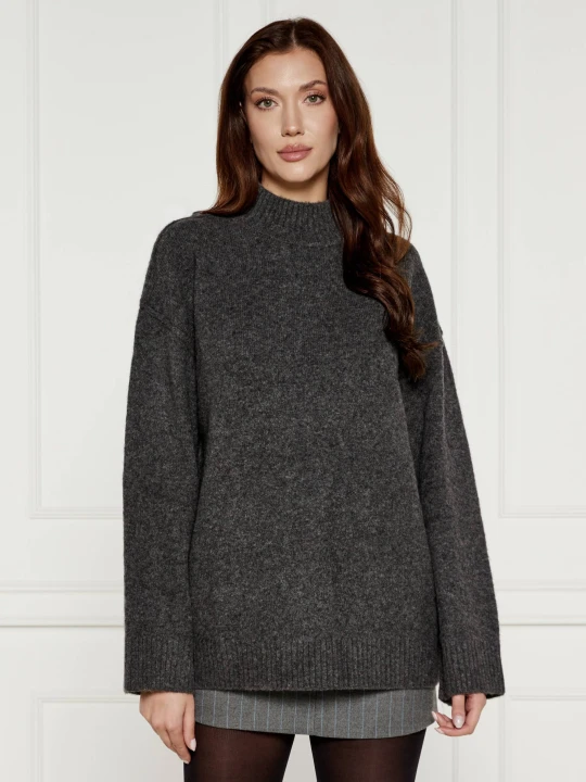 Zdjęcie produktu Samsøe Samsøe Wełniany sweter SACELESTE | Oversize fit szary