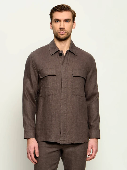 Zdjęcie produktu Sand Copenhagen Lniana koszula 1680 - Aiden | Regular Fit brązowy