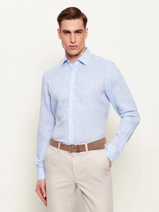 Zdjęcie produktu Sand Copenhagen Lniana koszula State Soft | Regular Fit błękitny