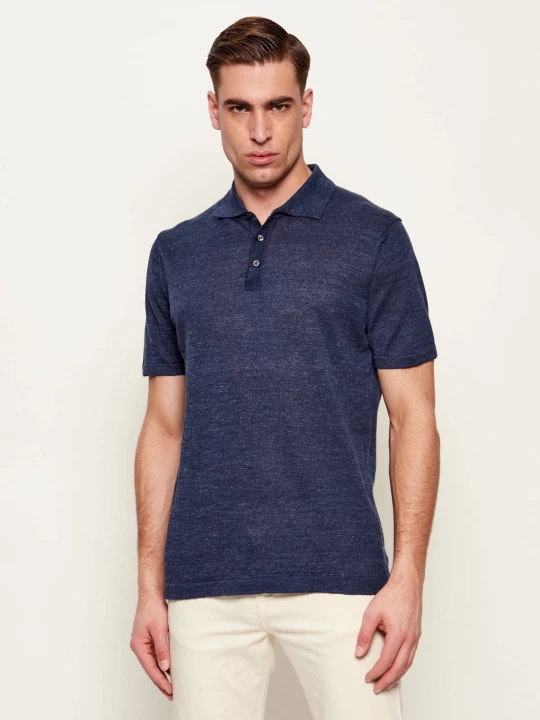 Zdjęcie produktu Sand Copenhagen Lniane polo Rico | Regular Fit granatowy