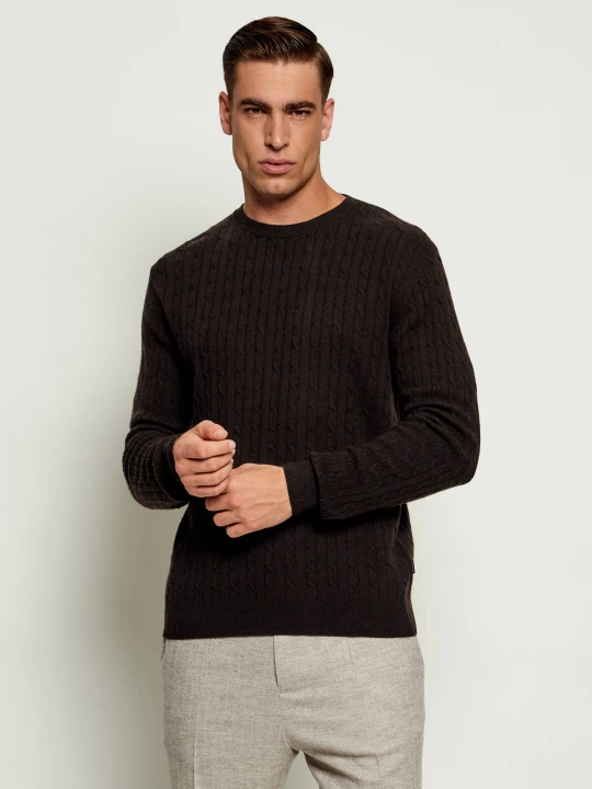 Zdjęcie produktu Sand Copenhagen Sweter Iq | Regular Fit | z dodatkiem wełny i kaszmiru brązowy