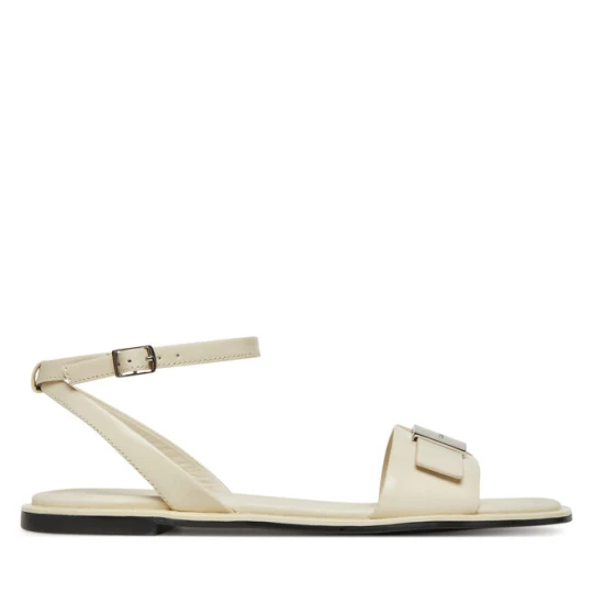 Zdjęcie produktu Sandały Calvin Klein Flat Sandal W/Ck Hw - Lth HW0HW02367 Écru Kremowy