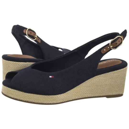 Zdjęcie produktu Sandały Flag Mid Wedge Espad Slingback Space Blue FW0FW08595 DW6 (TH1328-b) Tommy Hilfiger