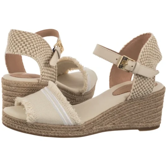 Zdjęcie produktu Sandały Fringe Canvas Medium Wedge Muslin FW0FW08879 ACJ (TH1359-a) Tommy Hilfiger