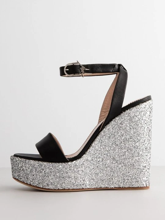 Zdjęcie produktu Sandały na koturnie Giuseppe Zanotti srebrny