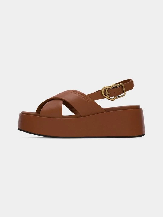 Zdjęcie produktu Sandały na koturnie LOVE MOSCHINO brązowy