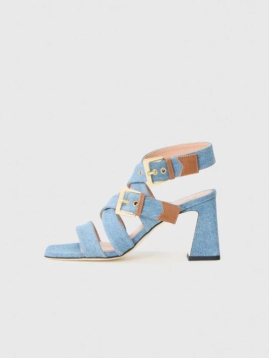 Zdjęcie produktu Sandały na obcasie Pollini niebieski denim