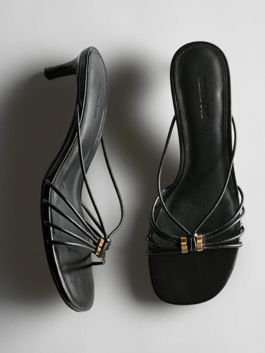 Zdjęcie produktu Sandały Na Obcasie Z Paskami I Ozdobą - Czarny - Massimo Dutti - Female