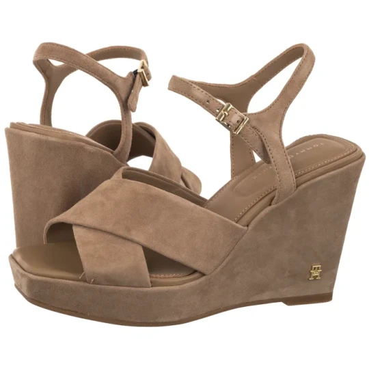 Zdjęcie produktu Sandały Suede Wrapped High Wedge Safari Canvas FW0FW09218 RBC (TH1459-a) Tommy Hilfiger