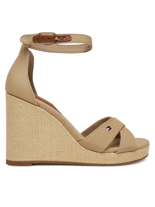 Zdjęcie produktu Sandały Tommy Hilfiger Flag High Wedge Espad Crisscross FW0FW08661 Beżowy