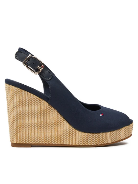 Zdjęcie produktu Sandały Tommy Hilfiger Iconic Elena Sling Back Wedge FW0FW04789 Granatowy