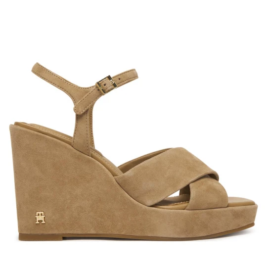 Zdjęcie produktu Sandały Tommy Hilfiger Suede Wrapped High Wedge FW0FW09218 Brązowy