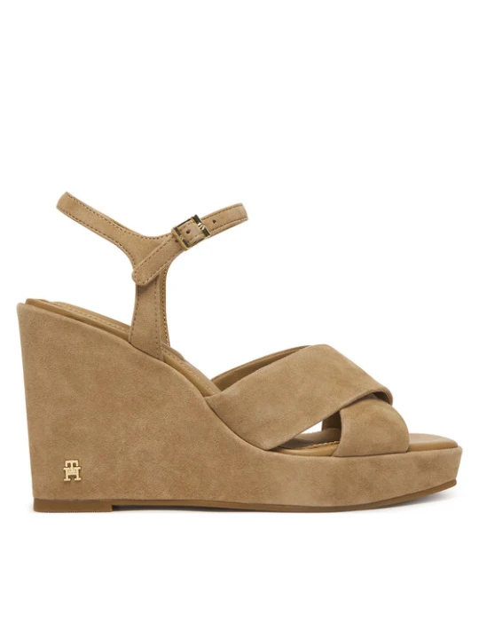 Zdjęcie produktu Sandały Tommy Hilfiger Suede Wrapped High Wedge FW0FW09218 Brązowy