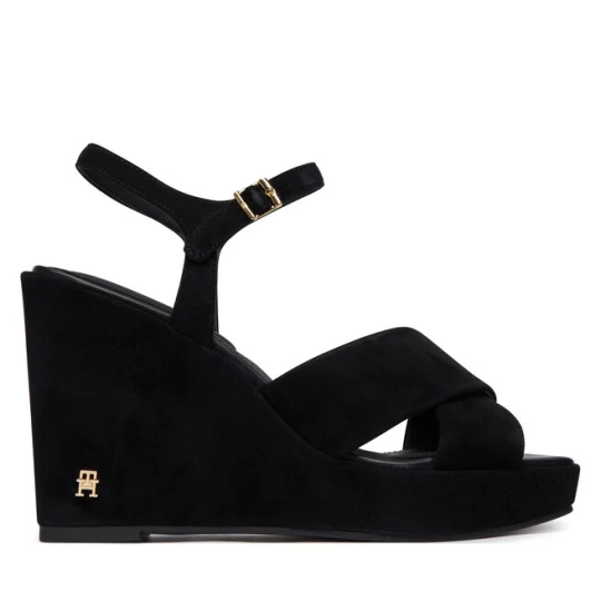 Zdjęcie produktu Sandały Tommy Hilfiger Suede Wrapped High Wedge FW0FW09218 Czarny