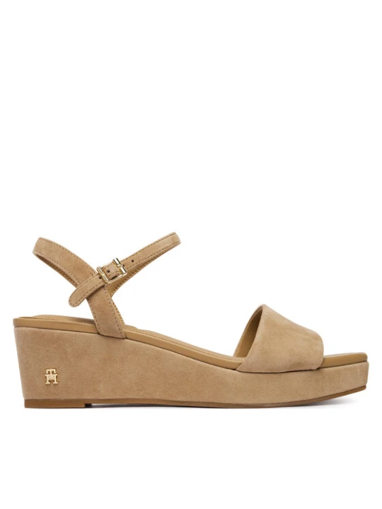 Zdjęcie produktu Sandały Tommy Hilfiger Suede Wrapped Mid Wedge FW0FW09235 Brązowy