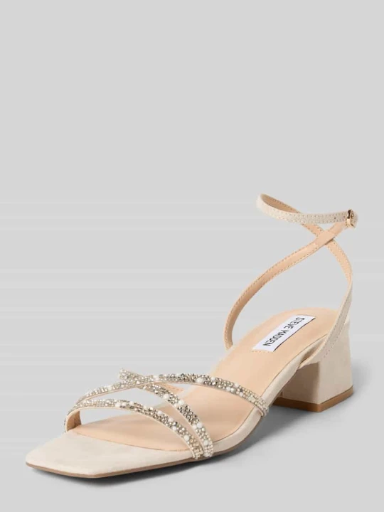 Zdjęcie produktu Sandały na obcasie z obszyciem z kamieni stras Model „Gabby” Steve Madden Écru