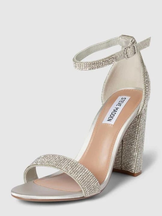 Zdjęcie produktu Sandały z ozdobnymi kamieniami model ‘Carrson’ Steve Madden Srebrny