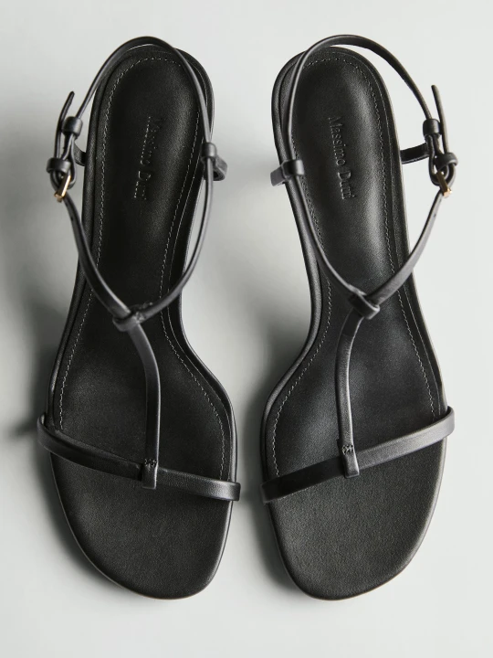 Zdjęcie produktu Sandały Z Paskami Na Średnim Obcasie - Czarny - Massimo Dutti - Female