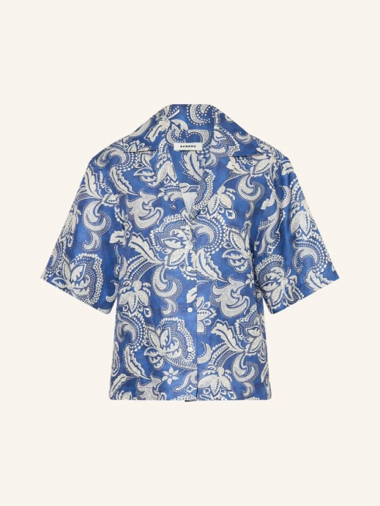 Zdjęcie produktu Sandro Bluzka Z Lnu Z Rękawami 3/4 blau