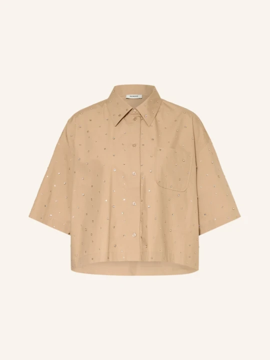 Zdjęcie produktu Sandro Bluzka Z Rękawami 3/4 I Kamyczkami beige
